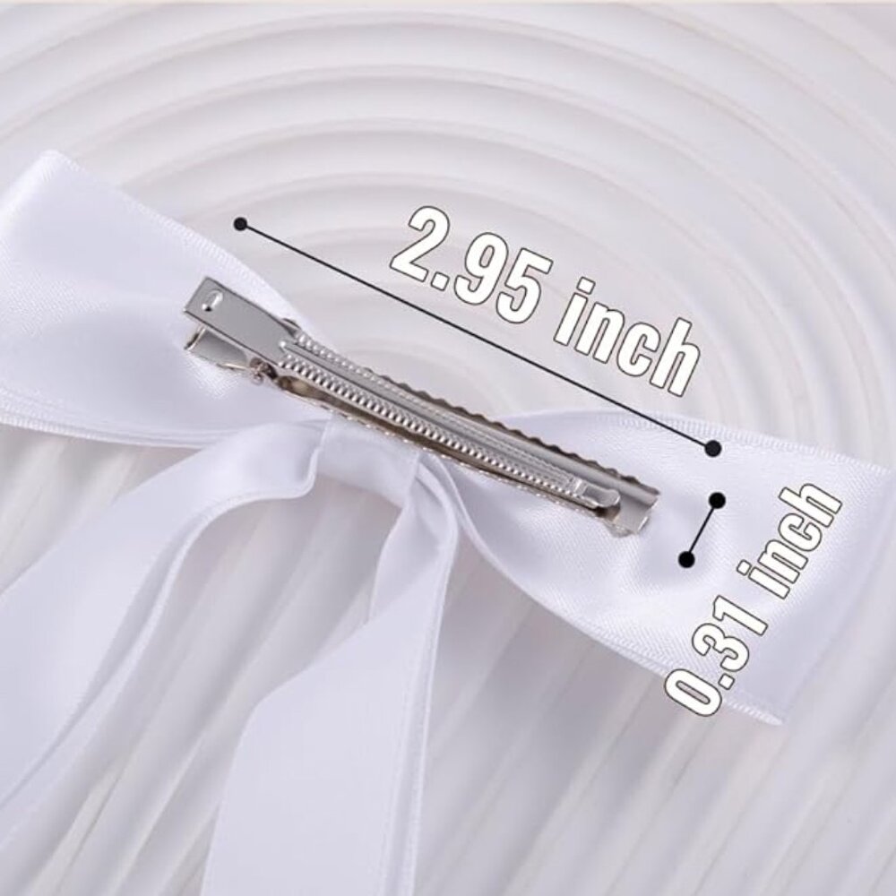 White Double Bow Knot Alligator Hair Clip - Picture 2 of 3